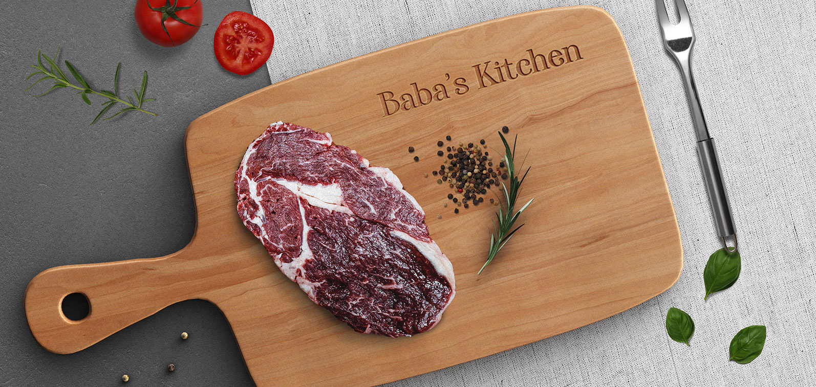 Babas Kitchen JaggedPerspective   Babas Cutting Board Logo Mockup 